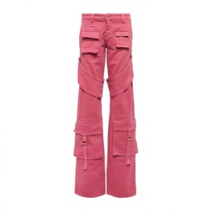 Wholesale Women's Cargo Pants Relaxed Fit High <b>Waist</b> Utility Trousers Custom Logo Fashion Cargo Pants OEM Services - Product Image 1