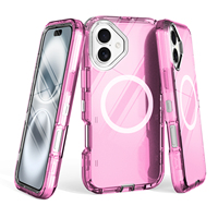 Coque de protection transparente magnétique antichoc 3 en 1 couleur néon pour iPhone 16 15 13 12 14 Pro Max, compatible avec la charge sans fil
