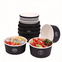 Mangkuk Kertas Biodegradable Sekali Pakai 500ml-1000ml Lapisan PE Ganda untuk Buah, Mie, Sup, Es Krim, Nasi, Salad, Gula