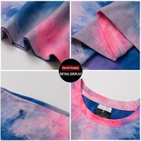 Kaos Pria Tie-Dye Gradasi Kustom Bahan Sutra Susu, Sejuk, Bernapas, Longgar, Kerah Bulat, Lengan Pendek, Streetwear, Model Pullover