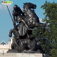 Statue Antique en Bronze vert de taille personnalisée St George slayer the Dragon Sculpture