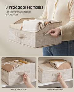 Paniers de rangement, bacs de rangement pliables, boîtes en tissu, 15,7 x 11,8 x 7,9 pouces, rangement pour placard, 3 poignées, pour chambre <span class=keywords><strong>à</strong></span> coucher - Product Image 5