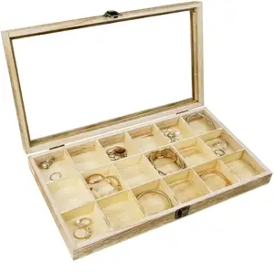 Wooden display storage box with acrylic lid for jewelry and beads with locks wood jewelry boxes wood gift box
