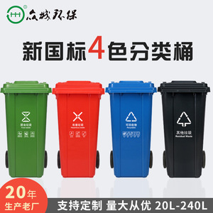 Contenedor de Basura Clasificado para Exteriores de 240L, Plástico HDPE con Ruedas, Rectangular, para Reciclaje, Uso Municipal y Residencial - Product Image 4