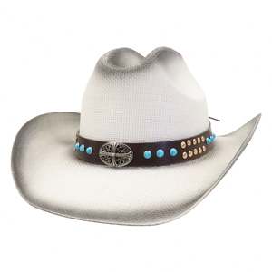 Sombrero Fedora de Paja N44 para Uso Diario, Viajes, Playa, Casual, Negocios, con Banda de Remache Turquesa - Product Image 4