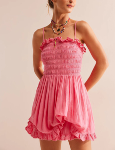 Mini abito corto da donna rosa caldo gonna a pieghe Streetwear intrecciata con collo a balze e cinturino Sexy abiti Casual - Product Image 2