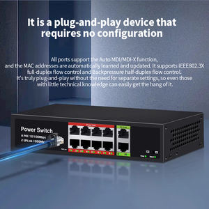 Interruttore POE in fibra 4 100Mbit POE a <span class=keywords><strong>2</strong></span> Gigabit potenza 65W conforme a IEEE802.3af per telecamera IP Wireless AP - Product Image 3