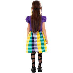 Costume de carnaval à carreaux pour enfants, robe pour spectacle sur scène, vêtements de fête de 8 à 13 ans - Product Image 4