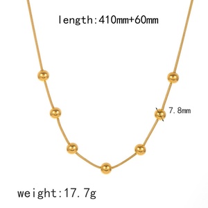 Collier chaîne à perles tendance, bracelets personnalisés, ensemble de bijoux en acier inoxydable avec perles de couleurs mélangées simples - Product Image 4