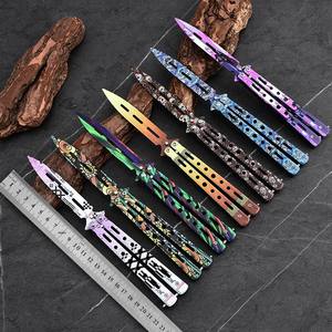 Cuchillo de Mariposa de Acero Inoxidable sin Filo para Práctica, Venta al por Mayor de Fábrica, Juguete de Entrenamiento de Movimiento Manual para Juego CSGO - Product Image 3