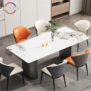 <span class=keywords><strong>Mesa</strong></span> de Comedor Rectangular Minimalista con Cubierta de Piedra Microcristalina y Base de Acero al Carbono Resistente - Product Image 2
