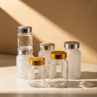 Bouteilles en verre transparent de 100 ml, 120 ml, 150 ml, 200 ml avec bouchon à vis doré, vente en gros pour compléments alimentaires et bonbons gélifiés