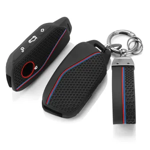 Housse de <span class=keywords><strong>clé</strong></span> de voiture en silicone, <span class=keywords><strong>porte</strong></span>-clés pour <span class=keywords><strong>BMW</strong></span> Série 7 5 735i 740Li X7 X1 U11 2023 I7 G07 LCI XM U06 G81 <span class=keywords><strong>M3</strong></span> X5 G05 IX40 - Product Image 3