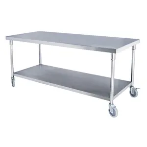 China supplier 2 layers kitchen working table stainless steel work table