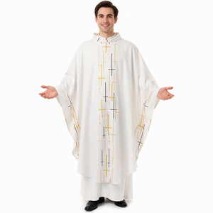 Costume da chiesa monaco prete mantello monaco abito croce stampa cristo ministro clero uomo abito mantello Anime costumi per adulti - Product Image 5