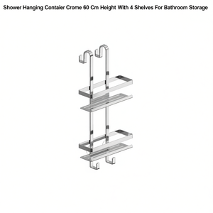 Contenedor Colgante para Ducha Cromado de 60 cm de Altura con 4 Estantes para Almacenamiento en el Baño - Product Image 3