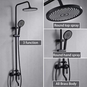 Shower Set Bathroom Taps Brass <b>Kits</b> Rain Rainfall Showerset Mixer Faucet Set <b>Douche</b> Set Shower Black Wall Mounted Brass Modern - Product Image 5