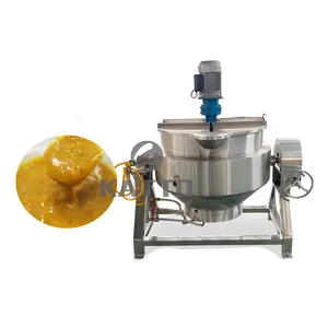 100l 500l Stoomgas Elektrische Verwarming Mantel Kookketel Voor Tomatenpuree Suikerketel Dubbelwandige Ketel Met Mixer