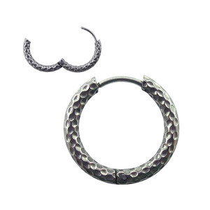 Hammered Textured & Mobius Twisted Stainless Steel Huggie Hoop <b>Earrings</b> Hinged Closure | Waterproof Hypoallergenic & Non-Fading - Product Image 1