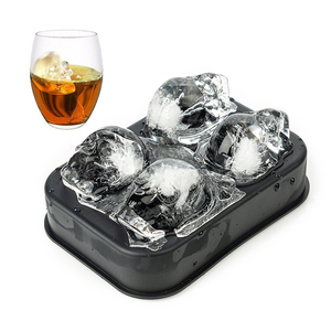 4 Hohlraum 3D-Form Lebensmittel qualität Silikon Skelett kopf Eiswürfel formen für Whisky - Product Image 1