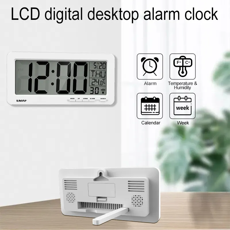 Wall Alarm Clock EMAF Wholesale 2 USB Charging Port Digital Office Desk Clock Calendar Wall Table Alarm Clock With RCC Optional