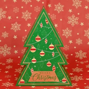 Caja de regalo única con forma de árbol de Navidad, hecha de papel reciclado, con tapa y base, personalizable según las necesidades. - Product Image 1