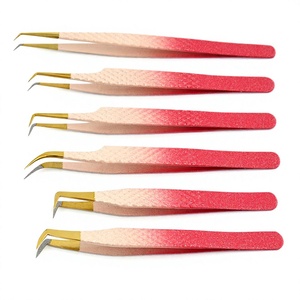 Wholesale Volume Eyelash Extension Supplies Curve <b>Lashes</b> Fiber Tip Tweezers Eyelashes <b>Individual</b> 90 Degree <b>Lash</b> Tweezers - Product Image 1