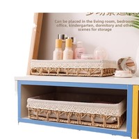 Panier de rangement en rotin tressé moderne et écologique NFS pour cosmétiques, fleurs, articles divers, utilisation sur table basse et dans la chambre