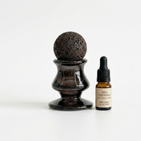 Ensemble cadeau de décoration d'intérieur avec porte-bougie en verre coloré vintage et diffuseur sphérique en pierre de lave naturelle pour l'aromathérapie