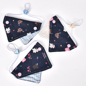 Bavoir pour animaux de compagnie en denim imprimé patchwork, double couche, réglable, pour chiens de petite à moyenne taille, écharpe triangulaire - Product Image 1