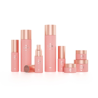 Bouteille en verre cosmétique de luxe givrée ronde verte Toner Essence sérum Lotion crème cosmétique avec pompe