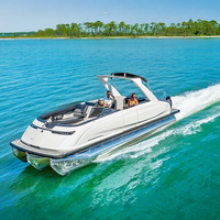 Bateau de plaisance de luxe de 22 pieds, yacht à ponton en aluminium avec moteurs, fibre de verre, moteur et remorque hors-bord à vendre