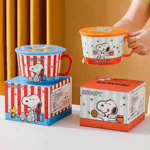 ชามบะหมี่กึ่งสำเร็จรูปสนูปปี้เซรามิกไมโครเวฟปลอดภัยความจุขนาดใหญ่ด้ามจับเดี่ยวดีไซน์การ์ตูนสำหรับของขวัญปาร์ตี้สำหรับเด็ก - Product Image 4