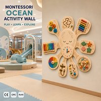 Papan Aktivitas Dinding Gurita Laut Montessori Dalam Ruangan dari Kayu untuk Anak-anak, Pengembangan Keterampilan Motorik Halus untuk Taman Kanak-Kanak dan Penitipan Anak