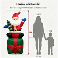 Père Noël gonflable de 1,8 m assis avec sac cadeau et lumière LED, décoration de Noël gonflable avec canne, personnalisable OEM ODM