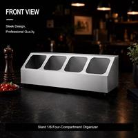 Support de bac Gastronorm en acier inoxydable pour buffet, avec une seule ligne et 6 compartiments