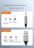 3,5 mm mannelijke AUX USB 2.0 audiokabel met gevlochten afscherming en koperen geleider voor laptop en desktop geluidskaart