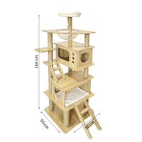 Tour à chat robuste en bois, écologique et sécurisée, avec perchoir, nid et griffoir moderne, mobilier multi-niveaux pour chatons, type villa