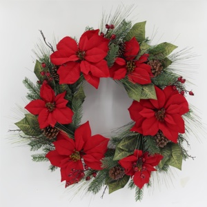 MEICHUANGHUI LEDライトクリスマスリース40cm 50cm 60cmクリスマス花輪花輪パインコーン付きクリスマス装飾 - Product Image 3