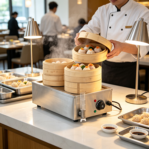 Tabletop <b>Electric</b> Powered 2 Hole <b>Steamer</b> 2KW High Output Stainless Steel Robust Commercial Food Processing Cooking Equipment - Product Image 5