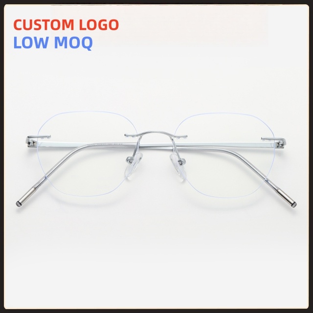 Metal Frameless High-end Style Bezel-less  Glasses Fashionable Retro Flat Lenses Eyeglasses Frames for Women and Men
