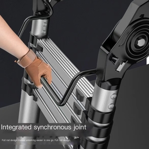 <span class=keywords><strong>Escalera</strong></span> Plegable <span class=keywords><strong>Telescópica</strong></span> Multifuncional Moderna de Aleación de Aluminio Reforzada, <span class=keywords><strong>4</strong></span> Peldaños, Capacidad de Carga de 150 kg, para el Hogar - Product Image 5