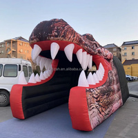 Tunnel gonflable en forme de bouche de dinosaure, tunnel d'entrée en forme de mâchoire de T-Rex pour carnaval, fête d'Halloween, événement, publicité extérieure, décoration