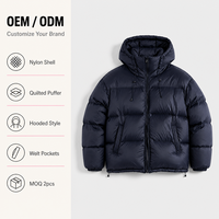 Veste d'hiver pour homme en duvet, à capuche, 90% duvet, nylon enduit, fermeture éclair, poches obliques, coupe décontractée, style quotidien