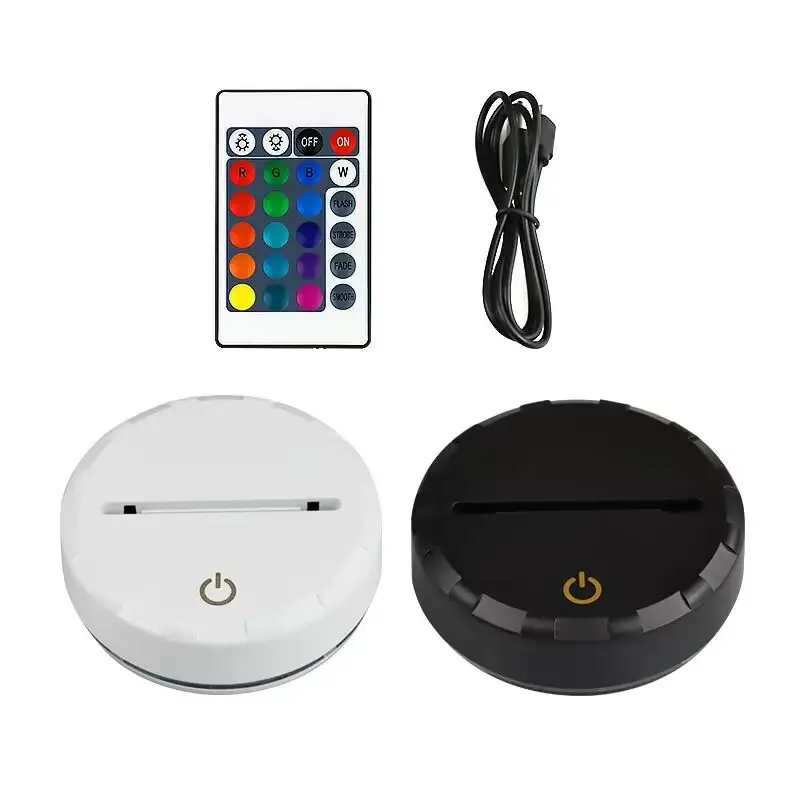 Direct factory RGB Black Base for 3D Night Light LED Display Touch Switch 7 Color Novelty Night Light Base