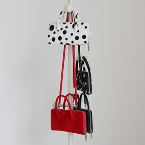 Modern Casual Small Genuine Leather Zipper Closure Square Wallet Horsehair Polka Dot <strong>Single-shoulder</strong> Crossbody Phone <strong>Pouch</strong> - Product Image 5