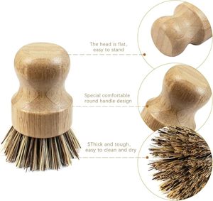 Cepillo para Platos de Bambú Ecológico, con Logotipo Personalizado, Cepillo Natural para Fregar Platos con Cerdas de Sisal y Palma, Antiadherente para Sartenes y Ollas de Cocina - Product Image 4