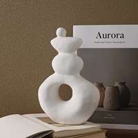 Vase en céramique abstrait moderne TONFO, style nordique, esthétique, creux, en forme de donut, pot à fleurs minimaliste, décoration de table pour salon