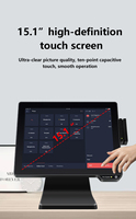 Système PC tactile POS 15,6 pouces, double écran tactile, contrôle tactile POS avec imprimante pour la vente au détail