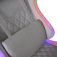 Chaise de Jeu Ergonomique Rotative Blanche Simple PC Ordinateur RGB avec Led Lig